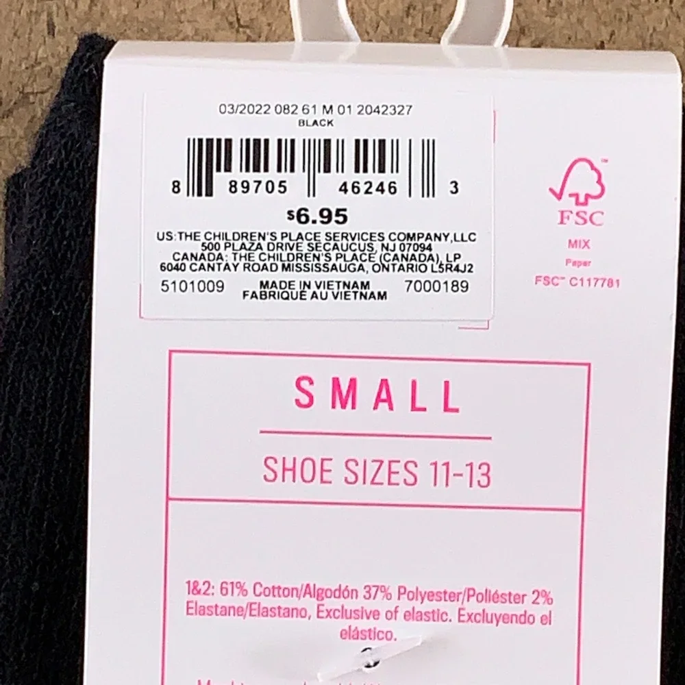 The Children's Place Girls Shoe Size 11-13 Black Uniform Knee Socks 2-Pack NWT